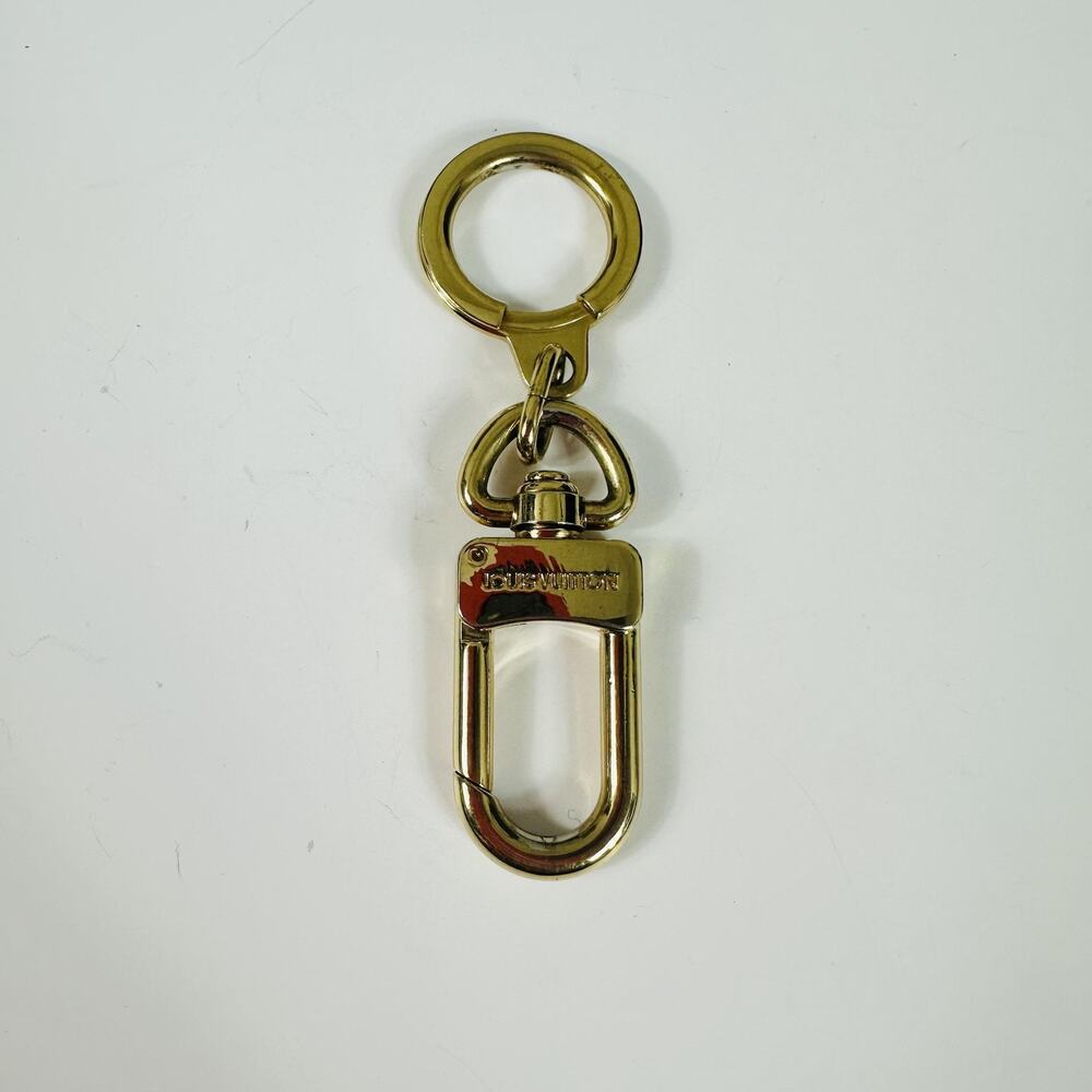 Louis Vuitton Keyring Womens One Size Gold Tone Logo Made In France Keychain